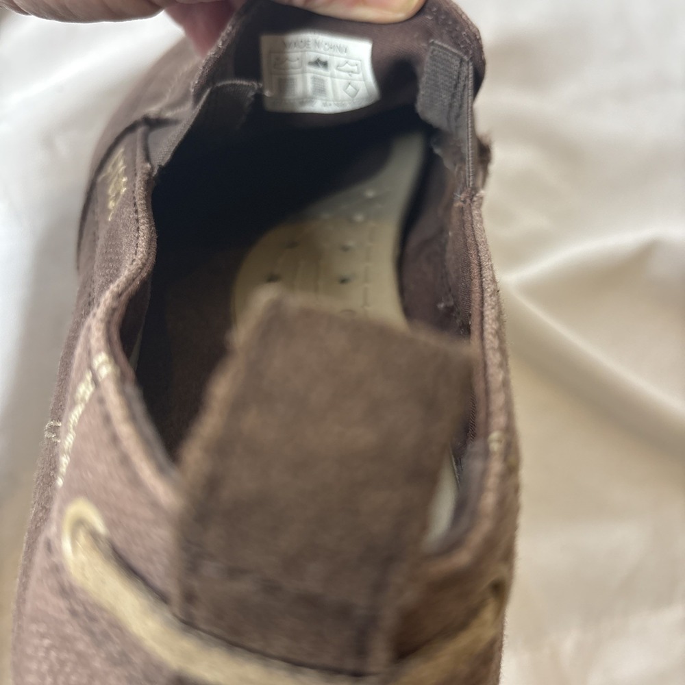 Crocs Walu Slip On Men 12 Canvas Brown Loafer Comfort Casual Shoes Beach Coastal - Picture 9 of 9